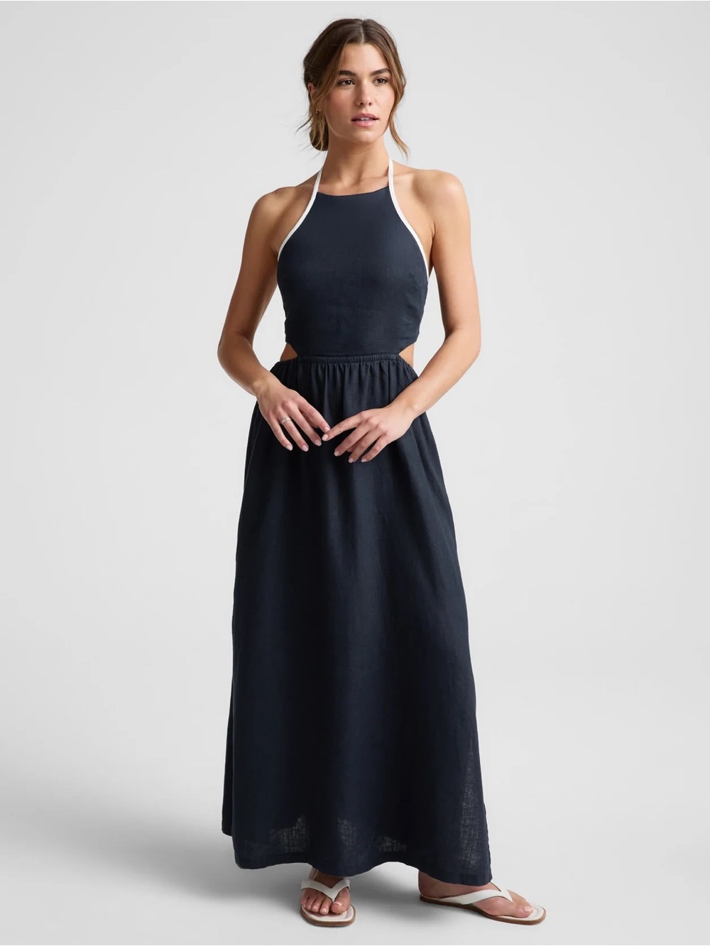 Beyond Yoga ~ SoftWash Linen Halter Dress, XS